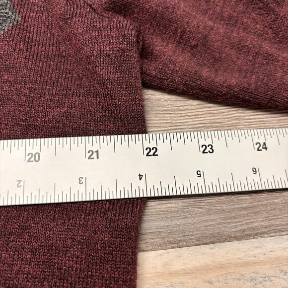 Dockers Burgundy Gray Mens L Argyle Diamond Crewneck Pullover Sweater Grandpa‎ - Picture 6 of 8